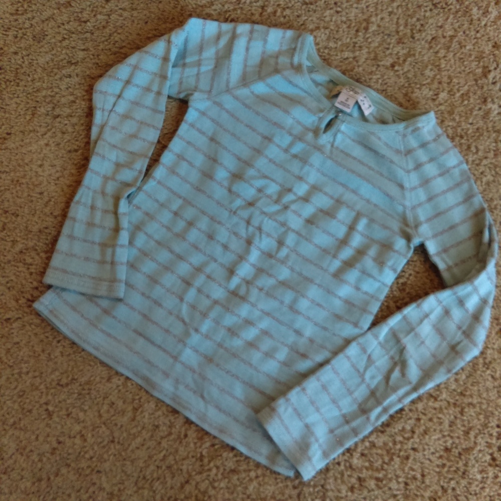 GAP blue shirt with sparkly silver stripes